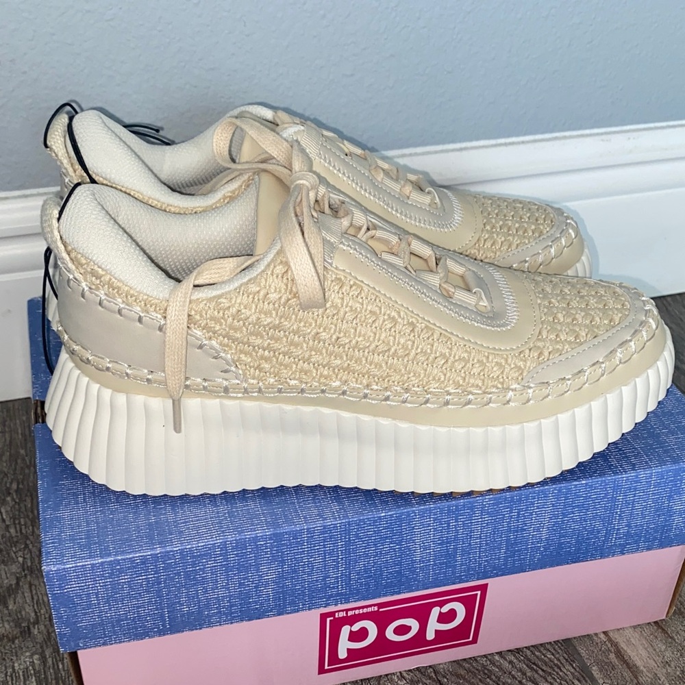 POP COUNTESS Off White Cream Platform Sneakers Shoes SIZE 8